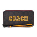 【GWスペシャル最大10,000円クーポン対象】コーチ 長財布(ラウンドファスナー) COACH シグネチャー キャンバス ウィズ ヴァーシティ モチーフ CB856 QBUOD ユニセックス ブラウン 茶 イエロー 黄