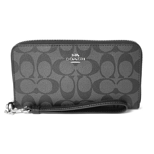 【1万円以上で1000円 最大5000円OFFクーポン配布中】コーチ 長財布(ラウンドファスナー) COACH シグネチャー C4452 SVTSQ レディース グレー ブラックのサムネイル