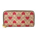 【10%OFF★楽天スーパーSALE対象!】コーチ 長財布(ラウンドファスナー) COACH シグネチャーキャンバス ハートプリント C8547 B4P22 レディース ブラウン 茶 レッド 赤【当店通常価格 22,800円】