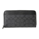 コーチ アウトレット 長財布(ラウンドファスナー) COACH OUTLET シグネチャー キャンバス CY405 QBMI5メンズ ブラック 黒