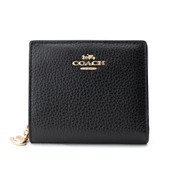 【最大5000円OFFクーポン対象】コーチ 2つ折り財布 COACH ぺブルドレザー C2862 IMBLK レディース ブラック 黒