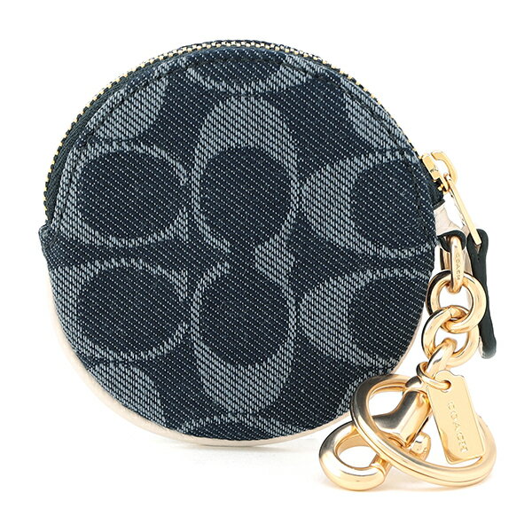 100 の保証 楽天市場 最大3000円offクーポン 5 7 金 14 00まで コーチ アウトレット ポーチ Coach Outlet C3122 Imden ブランド小物 シグネチャー ジャカード Signature Jacquard サーキュラーポーチバッグチャーム レディース Denim デニム ブルー 青 ゴールド