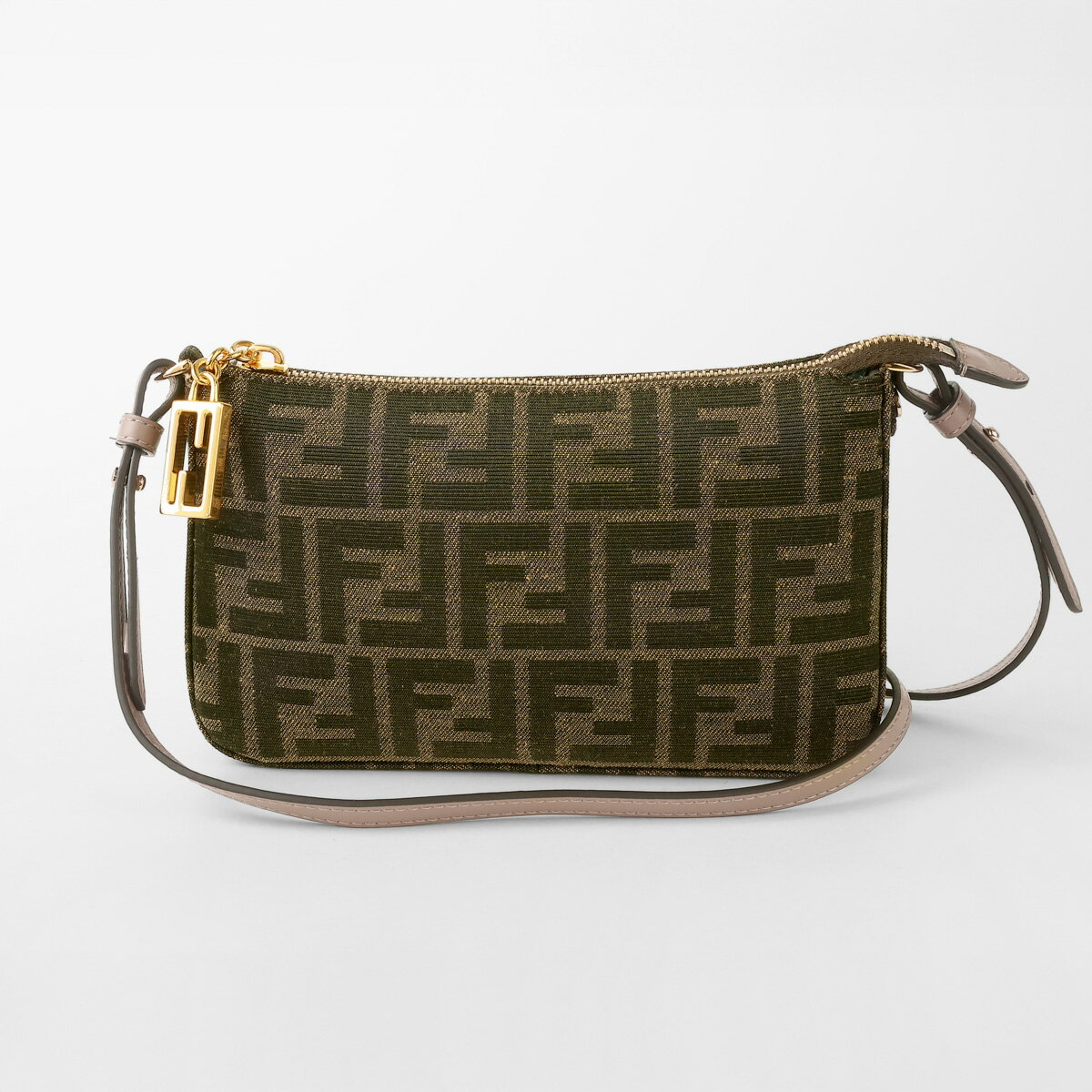 【P5倍11/30～12/1 23:59まで★さらに最大5,000円OFFクーポン】フェンディ クラッチ・セカンドバッグ FENDI ブラウンFFジャカードファブリック 8BS073 AD23 F1GE3 レディース ブラウン 茶