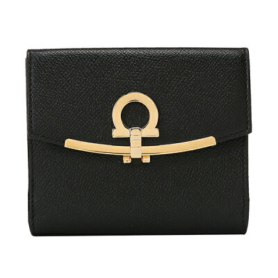 【10%OFF★楽天スーパーSALE対象!】フェラガモ 2つ折り財布 FERRAGAMO ガンチーニ 22C877 0673998 レディース ブラック 黒【当店通常価格 62,800円】
