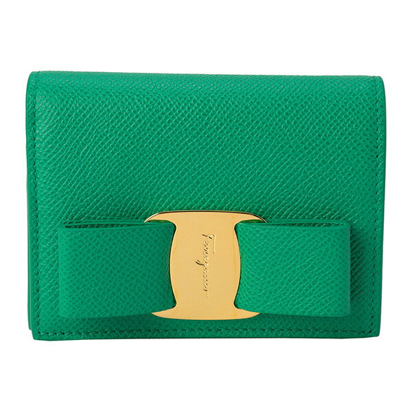 【最大3万円OFF大決算クーポン2/6 14:00まで】フェラガモ 2つ折り財布 FERRAGAMO フィオッコ ヴァラ 22D515 758840 レディース グリーン 緑のサムネイル