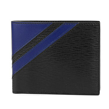フェラガモ 2つ折り財布 FERRAGAMO 66 0716 661337 財布 リヴァイヴァル グラフ REVIVAL GRAF バイフォールドウォレット メンズ NERO(ネロ)/ROYAL BLUE(ロイヤルブルー) ブラック 黒/ブルー 青 バイカラー 型押しロゴ 小銭入れ無し エレガント【 送料無料】