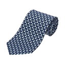 【10%OFF楽天スーパーSALE対象】フェラガモ ネクタイ FERRAGAMO 357874 001 ブランド小物 プリント タイ PRINTED TIE PEGION メンズ NAVY/AZZURRO ネイビー/ブルー 青【 送料無料】【当店通常価格 21800円】