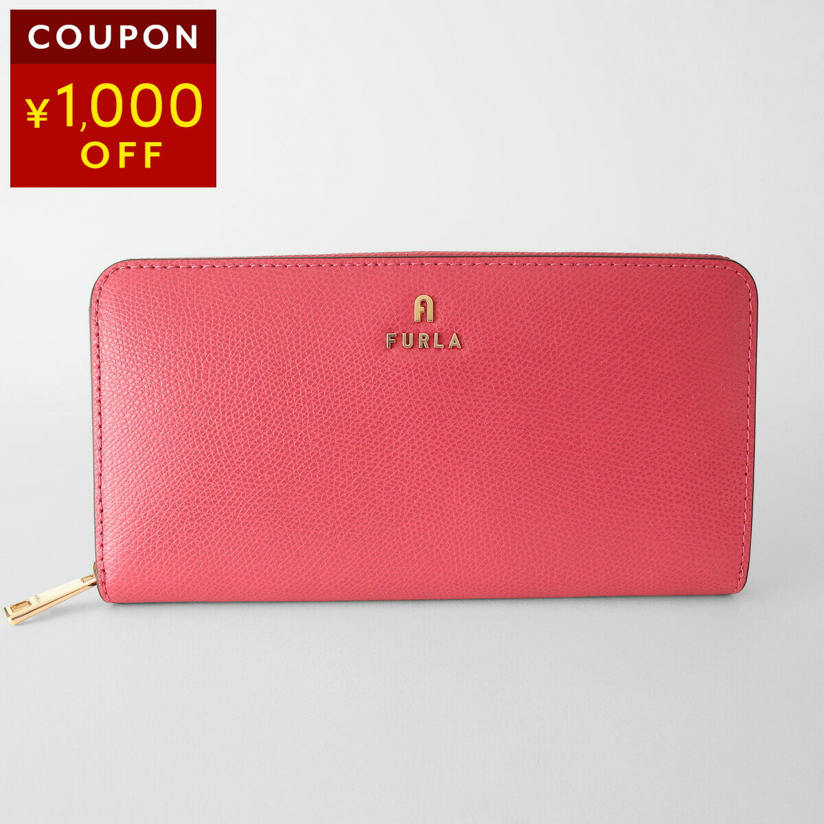 FURLA フルラ 長財布 ピンク系 レザー レディース ラウンドファスナー ゴールド金具 新品未使用展示品 FURLA - FURLA フルラ 長財布 ピンク系 レザー レディース ラウンド