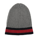 【10%OFF楽天スーパーSALE対象】グッチ ニット帽 GUCCI 429753 4G206 1100 M ブランド小物 ウール WOOL ユニセックス GREY(グレー) グレー/ネイビー/レッド【 送料無料】【当店通常価格 29800円】