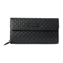 グッチ 財布（レディース） 【最大5,000円OFFクーポン対象】グッチ 長財布(ラウンドファスナー) GUCCI マイクログッチシマ 449364 BMJ1G 1000 ユニセックス ブラック 黒 アウトレット