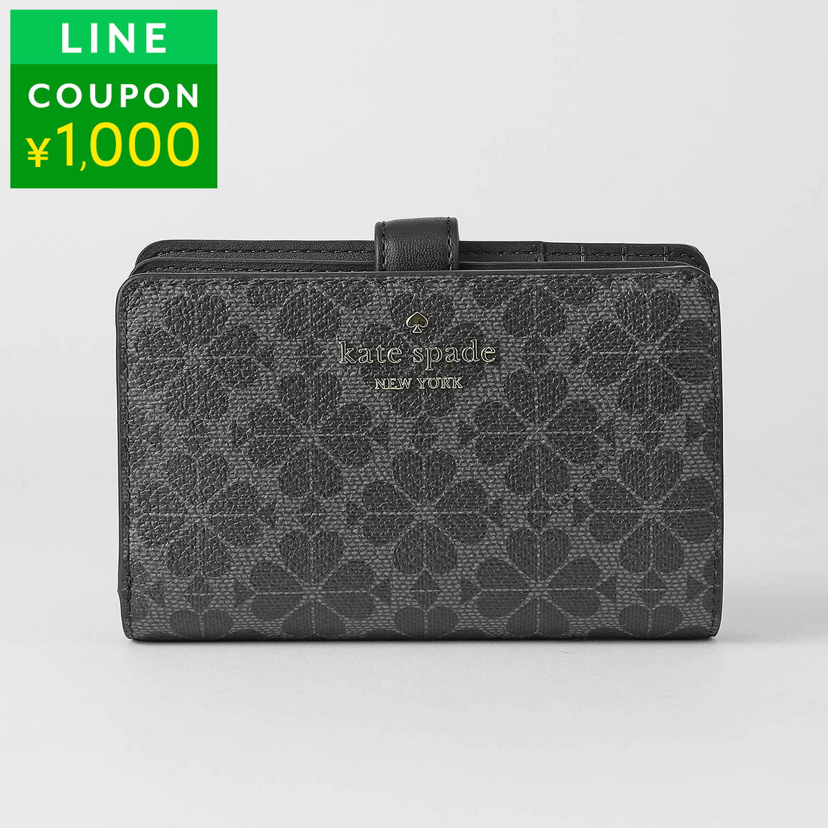 F, H, W - ケイトスペード 2つ折り財布 kate spade スペード フラワー KG488 002 レディース ブラック 黒【1万円で1,000円OFF★最大5,000円OFFクーポン配布中】