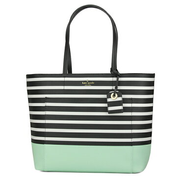 【GW限定☆MAX5000円OFFクーポン〜5/7(月)12:00】ケイトスペード トートバッグ kate spade PXRU8313 377 バッグ ハイド レーン ディップ HYDE LANE DIPPED RILEY ライリー レディース SEA GLASS GREEN シーグラスグリーン/ブラック/オフホワイト ストライプ A4収納可 キュー