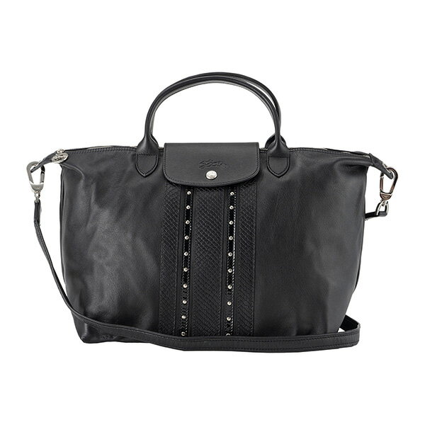 ロンシャン ハンドバッグ Longchamp 1515 Hli 001 バッグ ル プリアージュ キュイール ロック Le Pliage Cuir Rock Top Handle M レディース Noir ブラック 黒 送料無料 一流品質が保証 Pretiumbodega Com