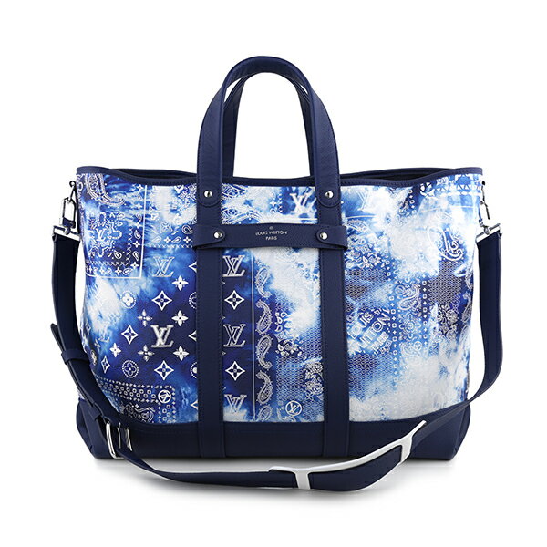 ルイヴィトン トートバッグ Louis Vuitton モノグラム バンダナ トロリー・トート M20553 メンズ ブルー 青のサムネイル