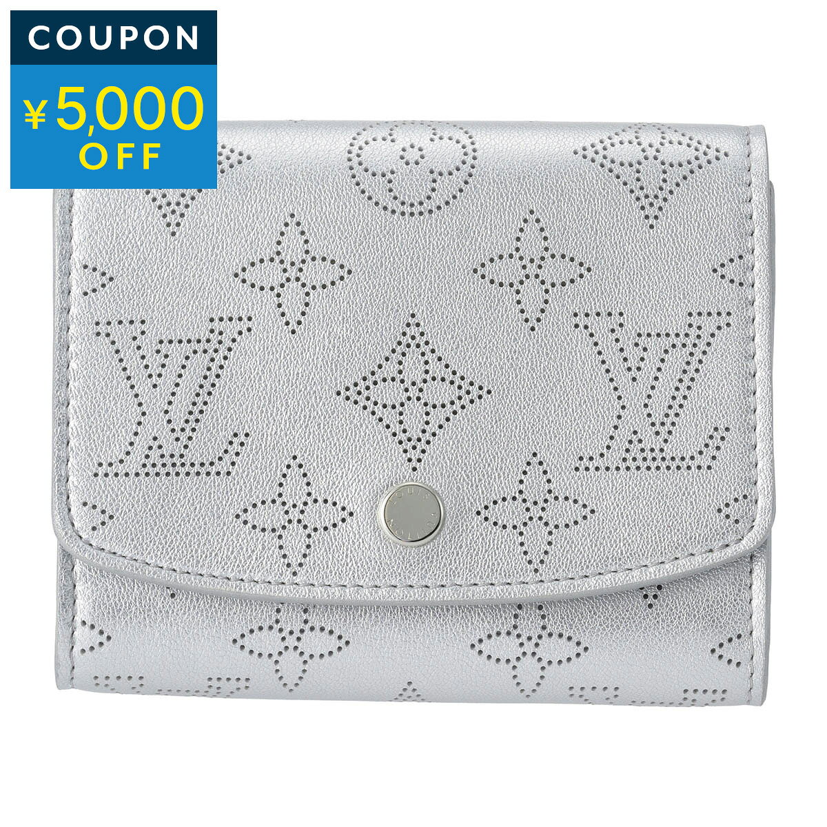 ルイヴィトン 2つ折り財布 Louis Vuitton マヒナ PORTEFEUILLE IRIS COMPACT M26706 レディース シルバー 銀