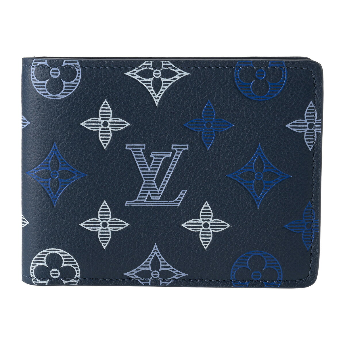 ルイヴィトン 2つ折り財布 Louis Vuitton モノグラム・シャドウ PORTEFEUILLE MULTIPLE M29137 メンズ ネイビー 紺