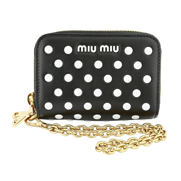 【最大5,000円OFFクーポン対象】ミュウミュウ カードケース MIU MIU ドットスタッズ 5MC078 2DRA F0967 レディース ブラック 黒 ホワイト 白