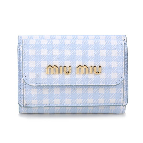 ミュウミュウ 3つ折り財布 MIU MIU マドラス ヴィシー 5MH021 54V F0X24レディース ライトブルー 水色のサムネイル