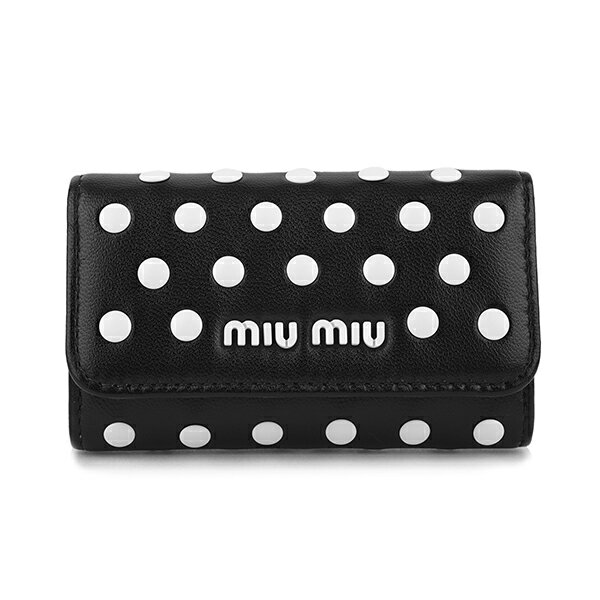 【P5倍5/20限定さらに最大5,000円OFFクーポン】ミュウミュウ キーケース MIU MIU ドットスタッズ 5PG222 2DRA F0967 レディース ブラック 黒 ホワイト 白