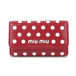 ミュウミュウ キーケース 【最大5000円クーポン対象4/19まで】ミュウミュウ キーケース MIU MIU ドットスタッズ 5PG222 2DRA F0976 レディース レッド 赤 ホワイト 白