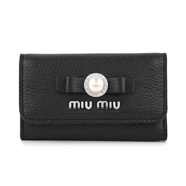 ミュウミュウ キーケース 【最大5000円クーポン対象】ミュウミュウ キーケース MIU MIU マドラスパール 5PG222 2F3R F0002 レディース ブラック 黒