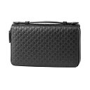 【P5倍4/25限定さらに最大5000円クーポン対象】グッチ 長財布(ラウンドファスナー) GUCCI マイクロ グッチ シマ 449246 BMJ1N 1000 メンズ ブラック 黒 アウトレット