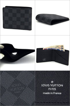 【楽天スーパーSALEで使える500円OFFクーポン配信中★】ルイヴィトン 2つ折り財布 Louis Vuitton N62663 財布 ダミエ・グラフィット ポルトフォイユ・ミュルティプル メンズ グラフィット ブラック 黒 【 送料無料】