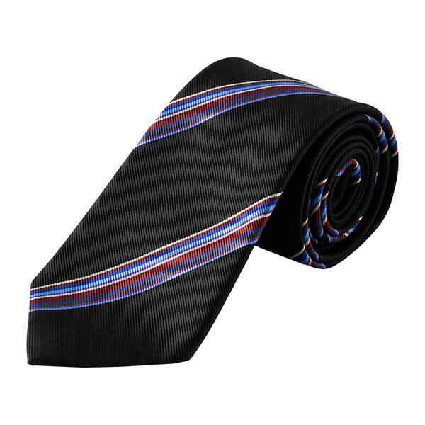 【最大3000円OFFクーポン★7/28(水)14：00まで】ポールスミス ネクタイ PAUL SMITH ALU13-78 ブランド小物 シルク タイ SILK TIE マルチストライプ 8CM メンズ BLACK(ブラック) ブラック 黒【 送料無料】