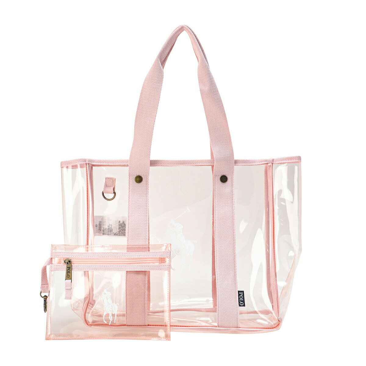 【スーパーSALE★50％OFF】ポロ ラルフローレン トートバッグ POLO RALPH LAUREN クリアー 4AR109 ADQ レディース ピンク