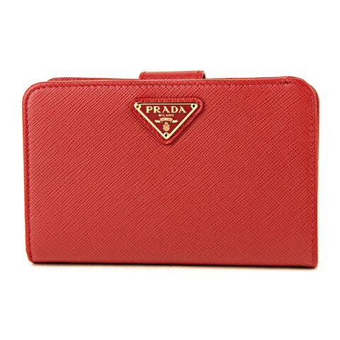 【最大3000円OFFクーポン配布中★1/31(金)14：00まで】プラダ 2つ折り財布 PRADA 1ML225 QHH F068Z 財布 サフィアーノ トライアングル SAFFIANO TRIANG レディース FUOCO(フォーコ) レッド 赤【 送料無料】