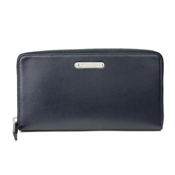 【最大3000円OFFクーポン★10/29(金)14：00まで】サンローラン 長財布(ラウンドファスナー) SAINT LAURENT 462359 DV70E 4147 財布 ロゴプレート LOGO PLATE ZIP AROUND WALLET メンズ DEEP MARINE(ディープマリン) ブルー 青【 送料無料】