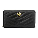 トリーバーチ 財布（レディース） 【最大5,000円OFFクーポン対象】トリーバーチ 長財布(ラウンドファスナー) TORY BURCH キラ シェブロン 90348 001 レディース ブラック 黒