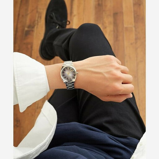 シチズン Q&Q 腕時計 アナログ 防水 メタルバンド シルバー×ブラック QB78-202 - 送料無料※800円以上 メール便発送