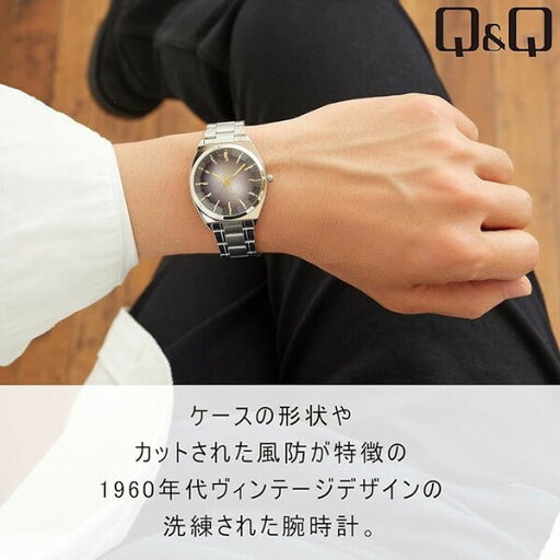 シチズン Q&Q 腕時計 アナログ 防水 メタルバンド シルバー×ブラック QB78-202 - 送料無料※800円以上 メール便発送