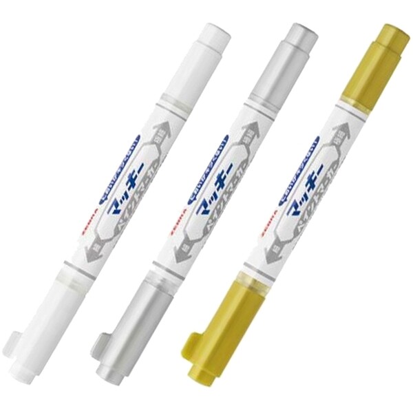 ゼブラ マッキー ペイントマーカー 極細・細字 白・金・銀 3本セット 油性インク - 送料無料※800円以上 メール便発送
