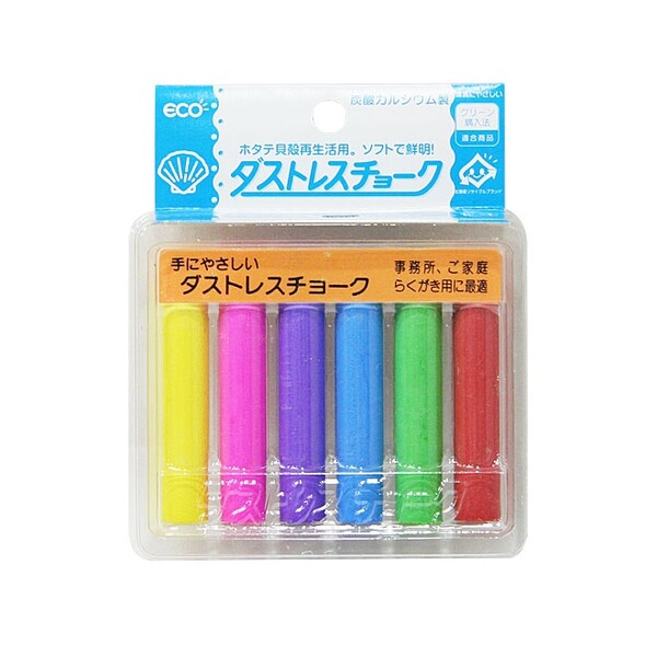 日本理化学 ダストレスチョーク 6本入 (6色) DCC-6-6C - 送料無料※800円以上 メール便発送