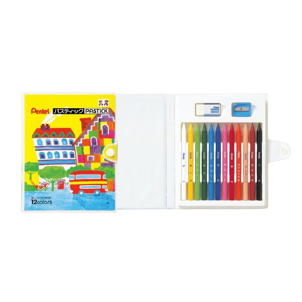 商品名ぺんてる パスティック 12色説明芯だけでできたソフトな色鉛筆。消しゴムで消すことができます。削り機、消しゴム、名前シールが付属しています。品番GC1-12D内容だいだいいろ、ペールオレンジ、こげちゃ、あか、きいろ、みずいろ、ももいろ、きみどり、みどり、あお、くろ、しろこの商品について 必ずご確認ください配送についてメール便での配送になります。→ご利用の際は必ずお読みください 最低購入価格について 当店では、最低購入金額を800円（税込）以上としています。 →詳細はこちら返品→返品・交換・キャンセルについて※メール便は、日時指定、代金引換、ギフトラッピング・熨斗サービスに対応しておりません。