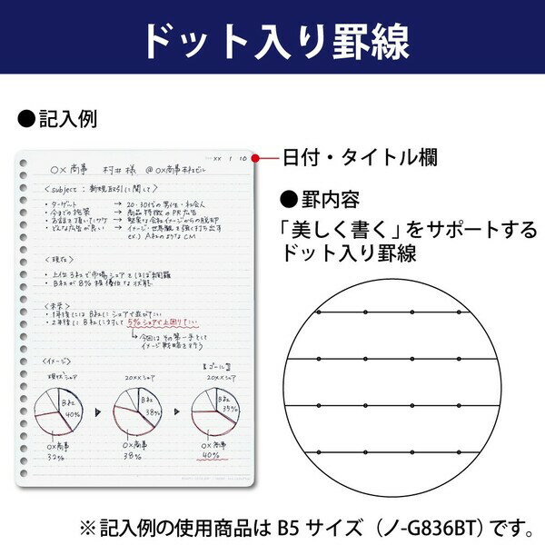 コクヨ キャンパス ルーズリーフ Biz A5 中横罫 ドット入り ノ-G806BT - 送料無料※800円以上 メール便発送 2
