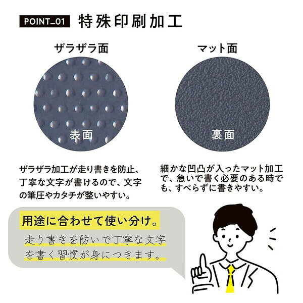 大人の魔法のザラザラ下じき B5 グレー 方眼罫 両面 美文字 シャープペンシル ボールペン 鉛筆 手紙 手帳 ノート レイメイ藤井 U1256N - 送料無料※800円以上 メール便発送 brucke-10040682 BRUCKE サンプル画像3
