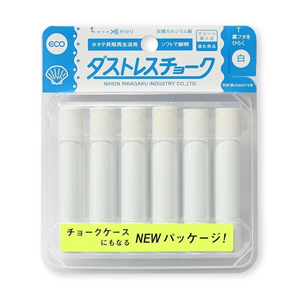 日本理化学 ダストレスチョーク 6本入 白 DCC-6-W - 送料無料※800円以上 メール便発送