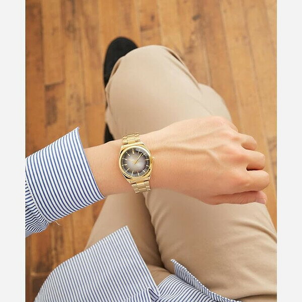 シチズン Q&Q 腕時計 アナログ 防水 メタルバンド メンズ ゴールド×ブラック QB78-002 - 送料無料※800円以上 メール便発送