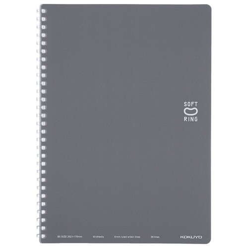 コクヨ ソフトリングノート ドット入り罫線 セミB5 罫幅6mm 40枚 ダークグレー 大人 仕事 学習 学校 ス-SV301BT-DM - 送料無料※800円以上 メール便発送