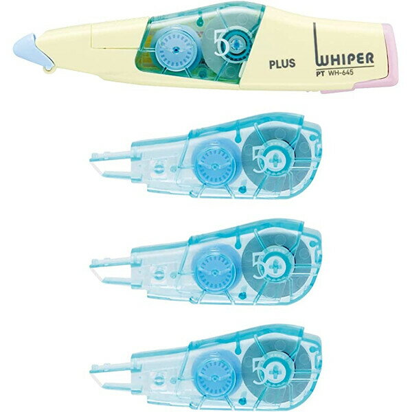 プラス 修正テープ ホワイパー PT 5mm 本体 ペールイエロー 1個 交換テープ 3個 WH-645 - 送料無料※800円以上 メール便発送