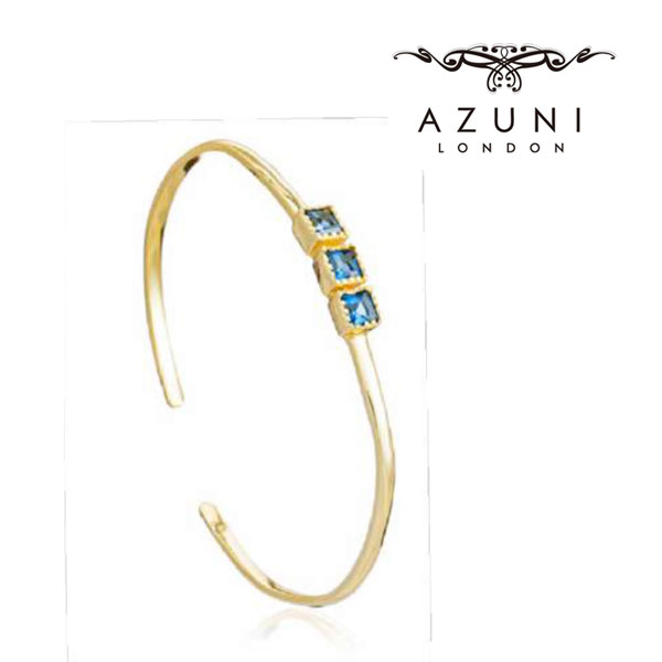 キャサリン妃着用ブランド AZUNI/アズニ ATHENA モザイクスクエアジェムストーン バングル アイオライト【ATH/BG32】天然石 青 フリーサイズ ...