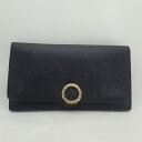 ブルガリ【BVLGARI】ロゴクリップレザー二つ折り長財布ブラック＊39373【中古】