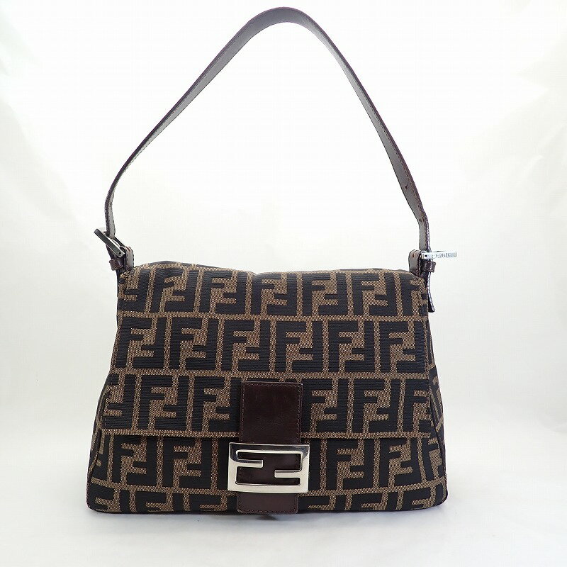 フェンディ【FENDI】 ズッカセミショルダーバッグロゴキャンバスxレザーハンドバッグ【中古】