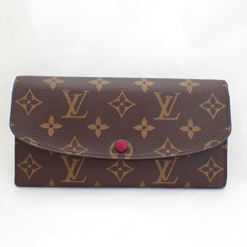 ルイ・ヴィトンモノグラムポルトフォイユ・エミリー二つ折り長財布フューシャ＊M60697【LOUIS VUITTON】【中古】ルイヴィトン