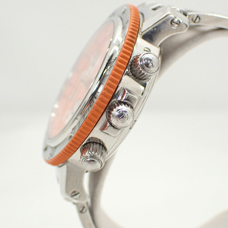 エルメス【HERMES】クリッパーダイバークロノグラフSSオレンジ文字盤クォーツ腕時計＊CL2.916【中古】