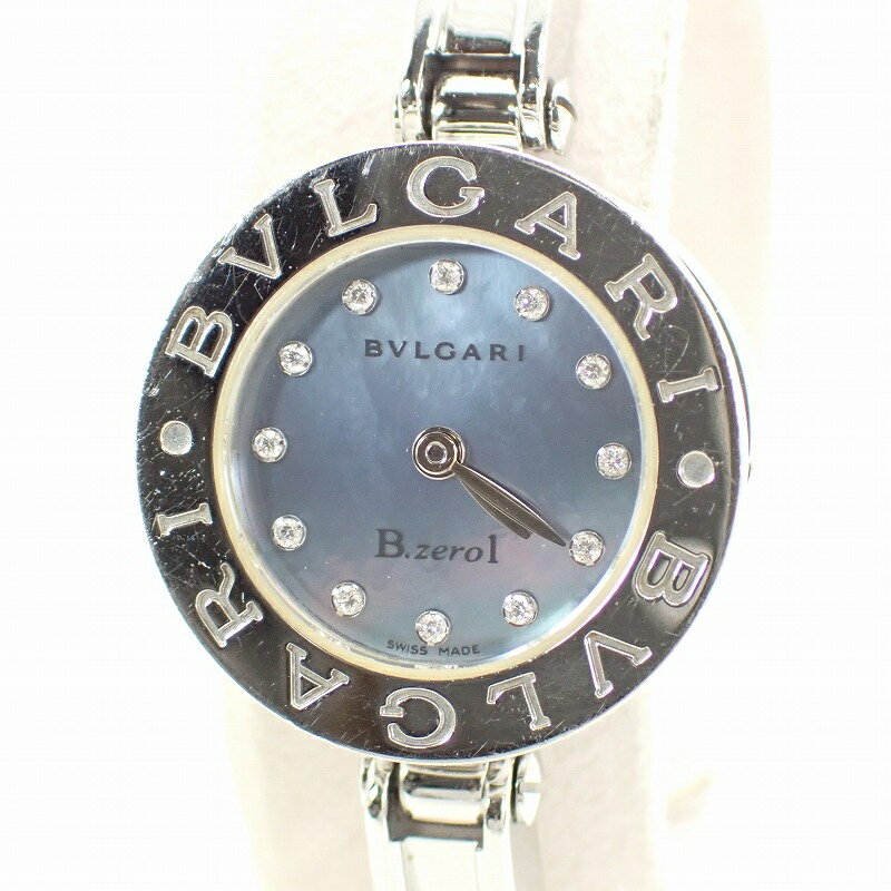 ブルガリSSビーゼロワン12Pダイヤシェル文字盤バングルウォッチレディースクォーツ*BZ22S【BVLGARI】【中古】