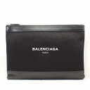 バレンシアガ【BALENCIAGA】クラッチバッグ書類ケースキャンバスxレザーブラック*420407【中古】